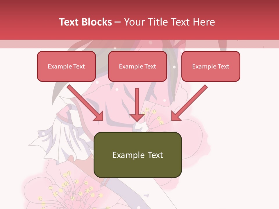 A Girl With Long Hair And A Pink Dress Is Standing In Front Of A Red PowerPoint Template