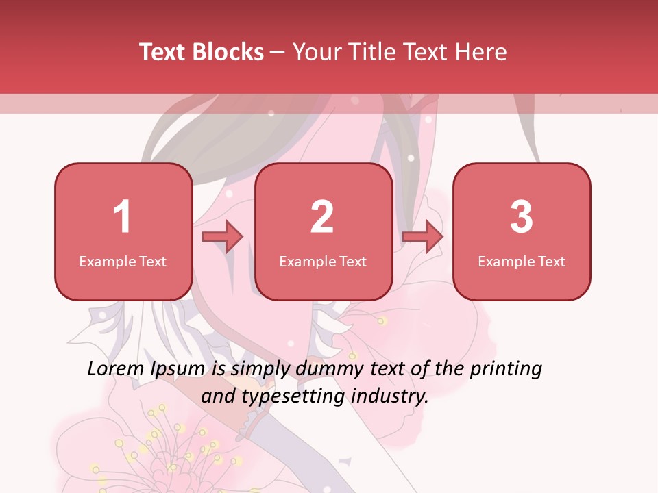 A Girl With Long Hair And A Pink Dress Is Standing In Front Of A Red PowerPoint Template