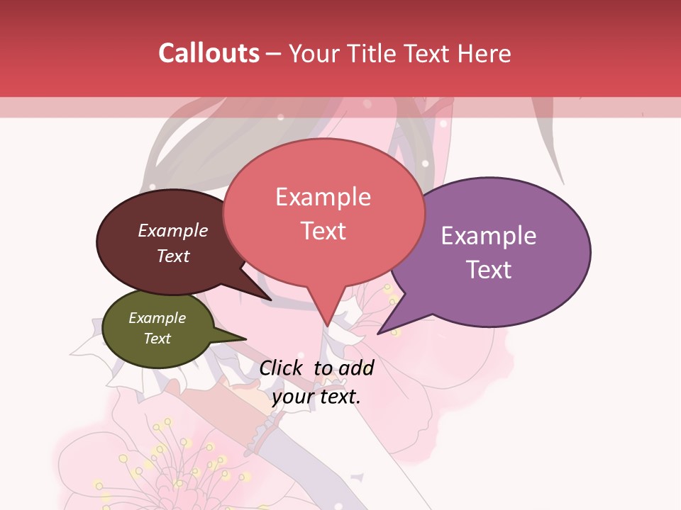 A Girl With Long Hair And A Pink Dress Is Standing In Front Of A Red PowerPoint Template