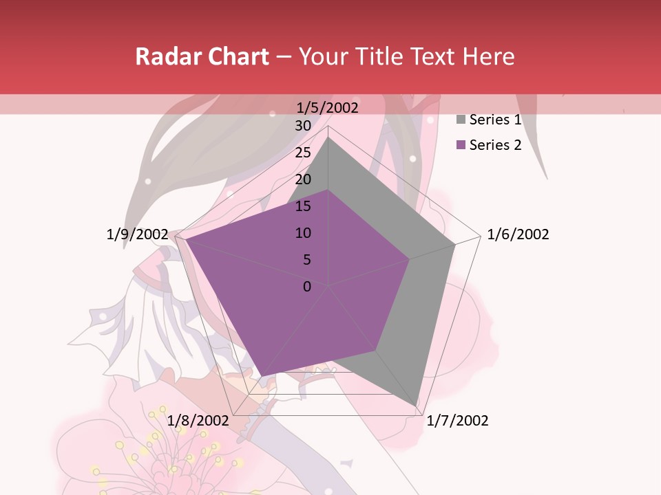 A Girl With Long Hair And A Pink Dress Is Standing In Front Of A Red PowerPoint Template