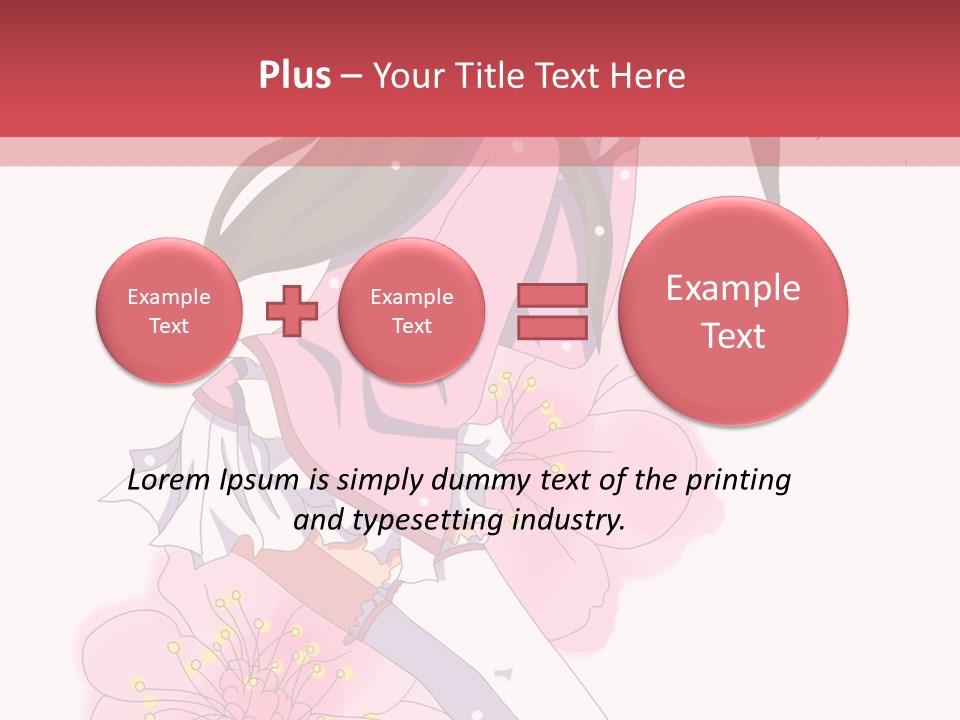 A Girl With Long Hair And A Pink Dress Is Standing In Front Of A Red PowerPoint Template