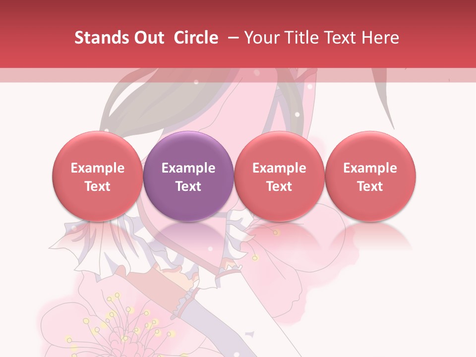 A Girl With Long Hair And A Pink Dress Is Standing In Front Of A Red PowerPoint Template