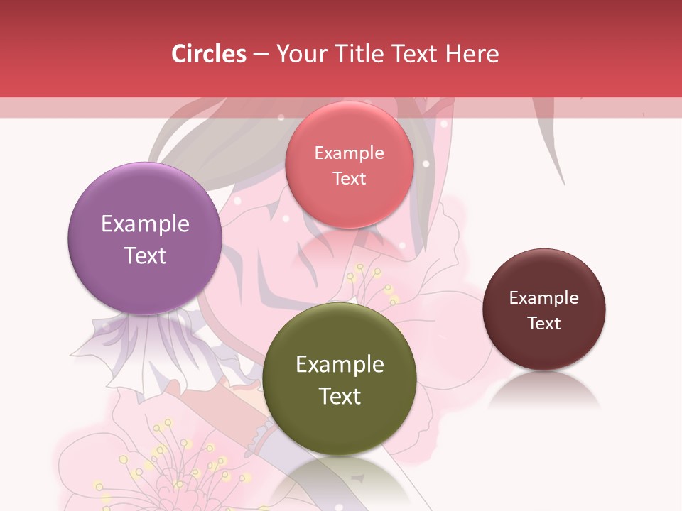 A Girl With Long Hair And A Pink Dress Is Standing In Front Of A Red PowerPoint Template