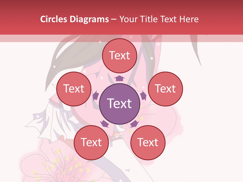 A Girl With Long Hair And A Pink Dress Is Standing In Front Of A Red PowerPoint Template