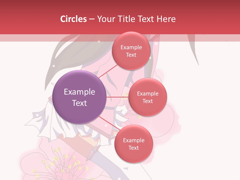 A Girl With Long Hair And A Pink Dress Is Standing In Front Of A Red PowerPoint Template