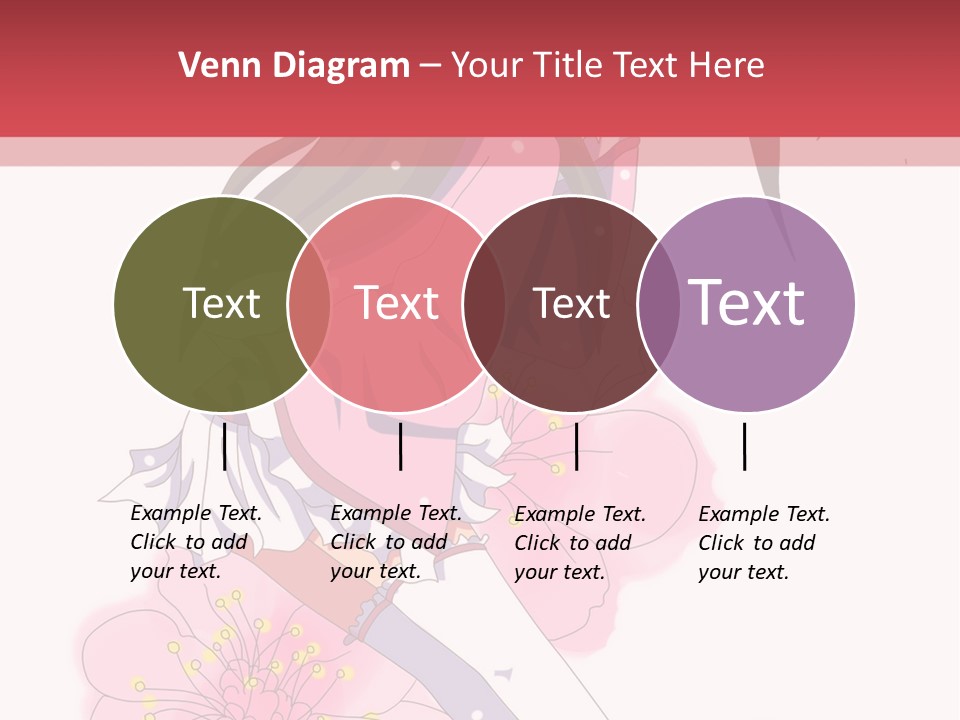 A Girl With Long Hair And A Pink Dress Is Standing In Front Of A Red PowerPoint Template