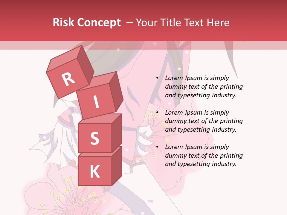 A Girl With Long Hair And A Pink Dress Is Standing In Front Of A Red PowerPoint Template