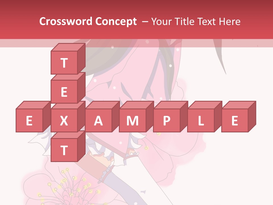 A Girl With Long Hair And A Pink Dress Is Standing In Front Of A Red PowerPoint Template