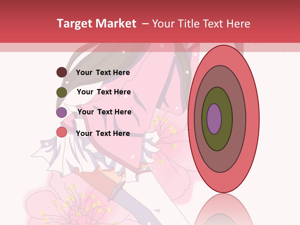 A Girl With Long Hair And A Pink Dress Is Standing In Front Of A Red PowerPoint Template