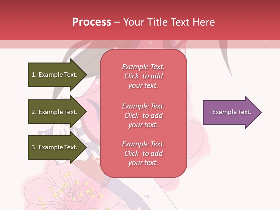 A Girl With Long Hair And A Pink Dress Is Standing In Front Of A Red PowerPoint Template