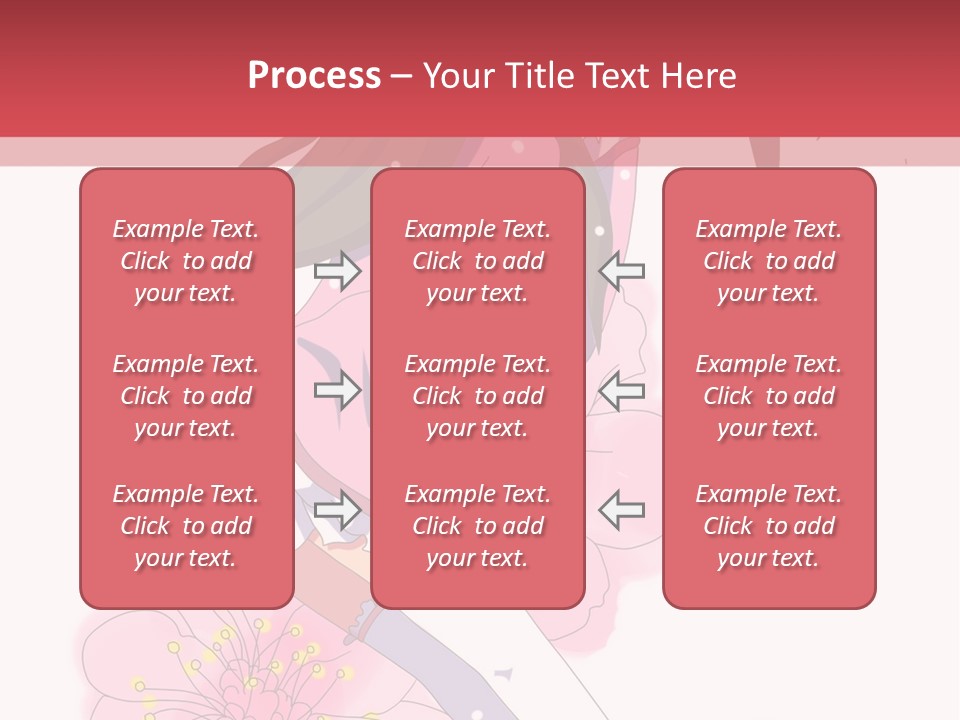 A Girl With Long Hair And A Pink Dress Is Standing In Front Of A Red PowerPoint Template