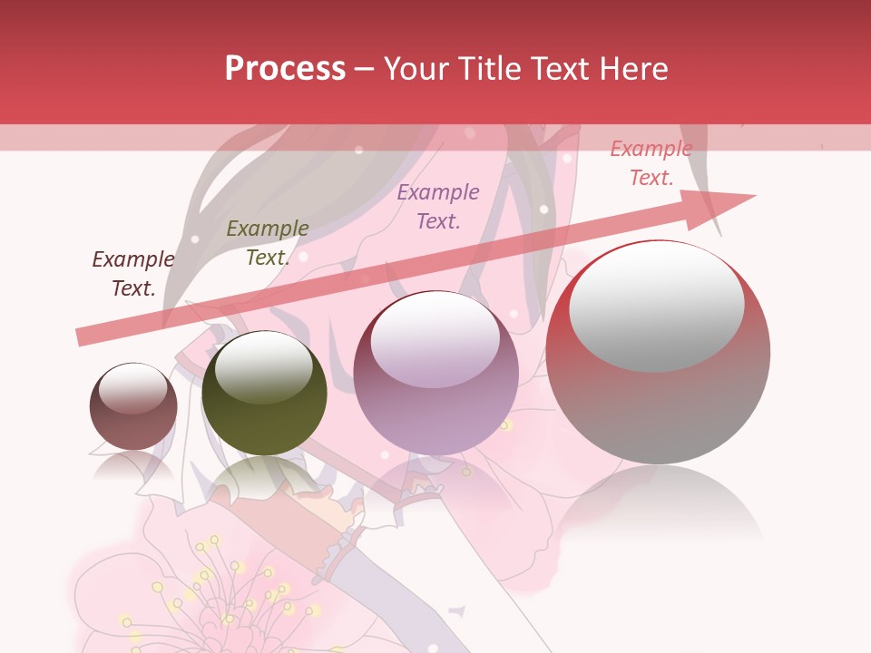 A Girl With Long Hair And A Pink Dress Is Standing In Front Of A Red PowerPoint Template