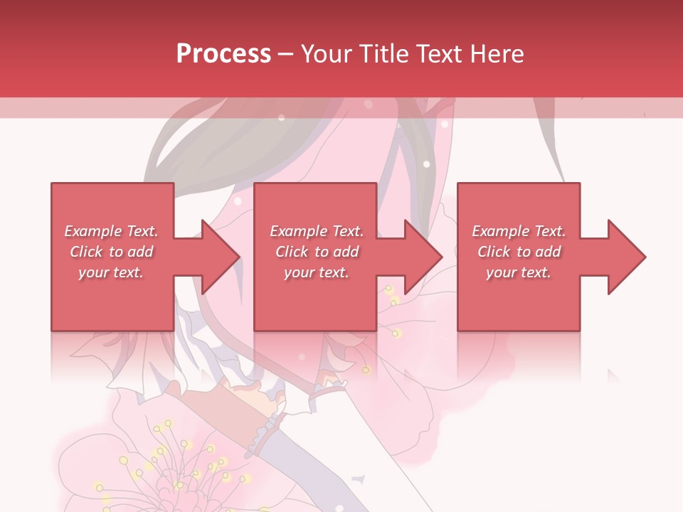 A Girl With Long Hair And A Pink Dress Is Standing In Front Of A Red PowerPoint Template