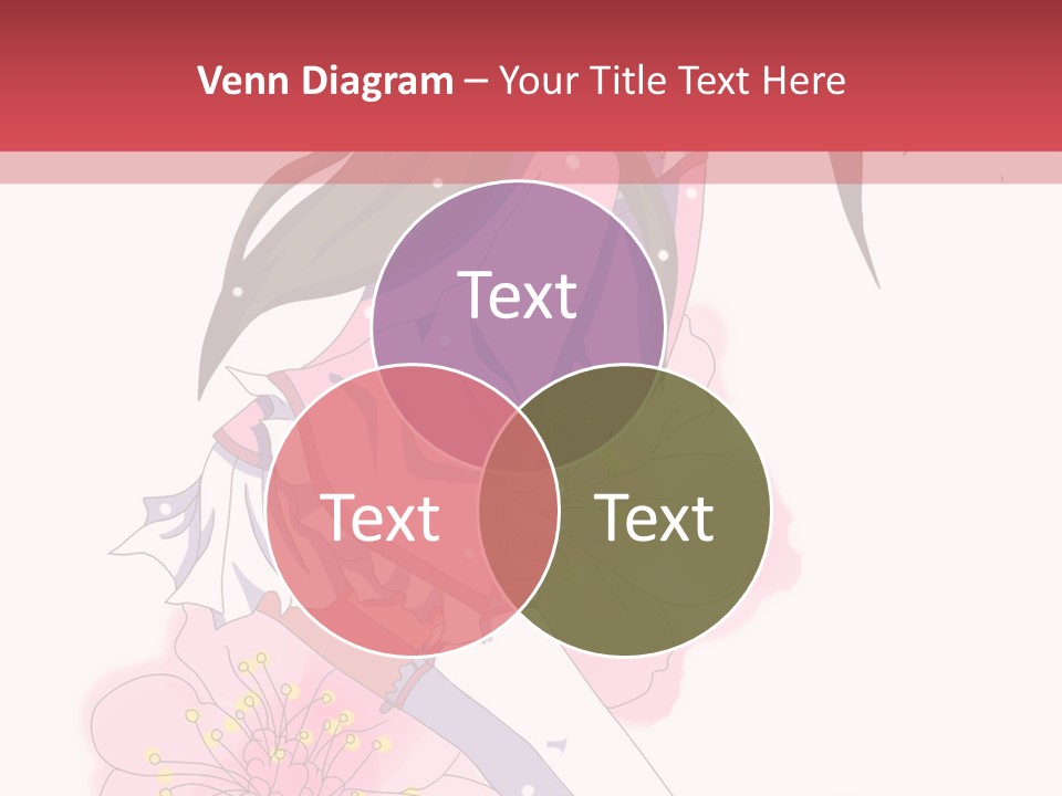 A Girl With Long Hair And A Pink Dress Is Standing In Front Of A Red PowerPoint Template