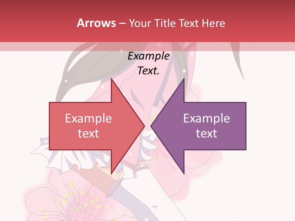 A Girl With Long Hair And A Pink Dress Is Standing In Front Of A Red PowerPoint Template