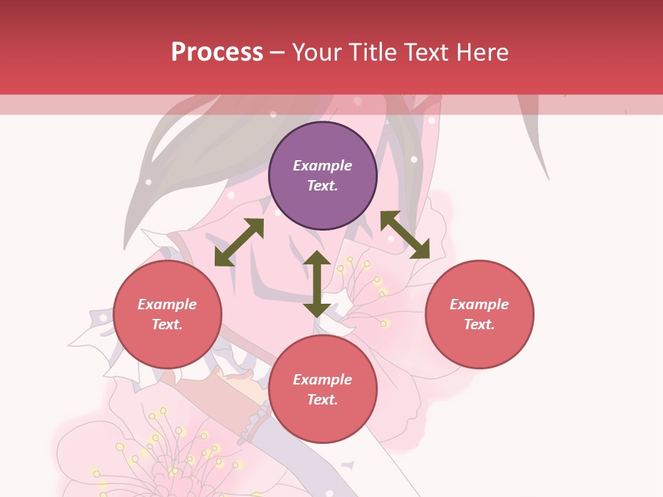 A Girl With Long Hair And A Pink Dress Is Standing In Front Of A Red PowerPoint Template