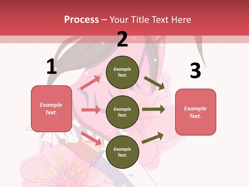 A Girl With Long Hair And A Pink Dress Is Standing In Front Of A Red PowerPoint Template