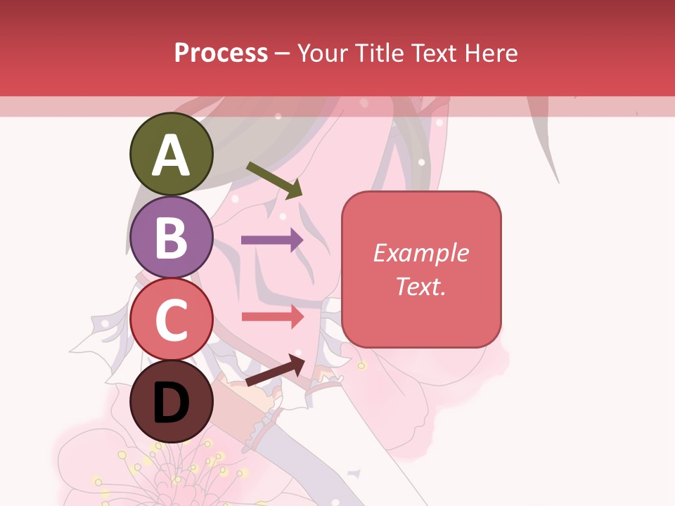 A Girl With Long Hair And A Pink Dress Is Standing In Front Of A Red PowerPoint Template