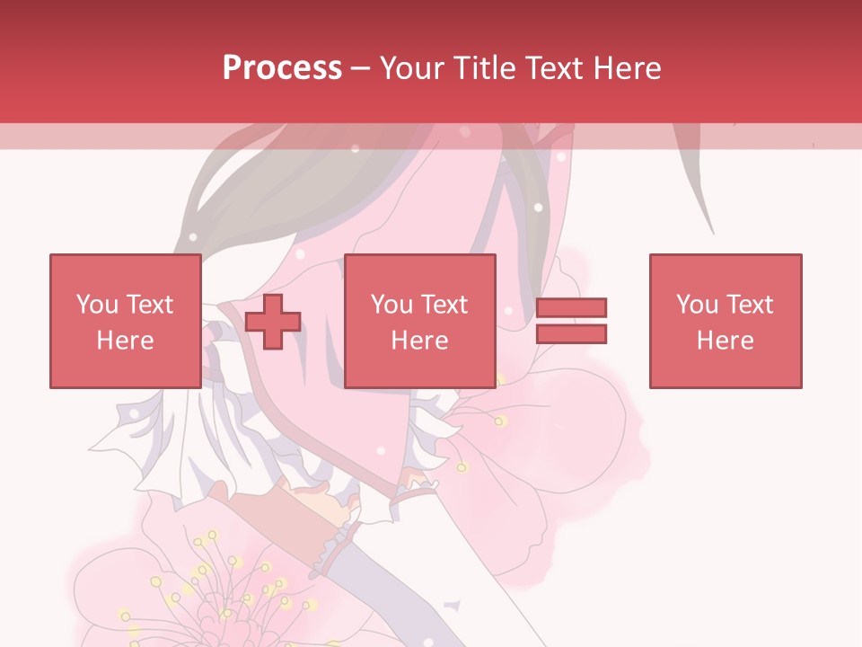 A Girl With Long Hair And A Pink Dress Is Standing In Front Of A Red PowerPoint Template