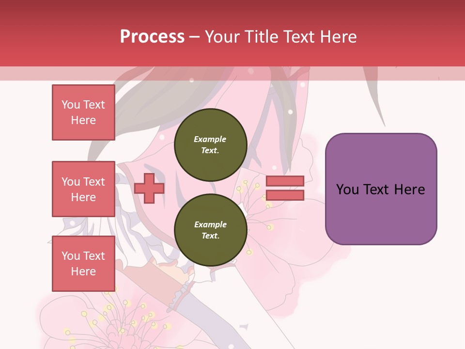 A Girl With Long Hair And A Pink Dress Is Standing In Front Of A Red PowerPoint Template