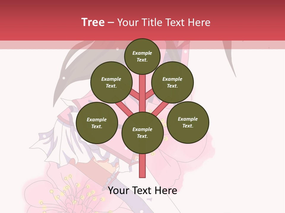 A Girl With Long Hair And A Pink Dress Is Standing In Front Of A Red PowerPoint Template