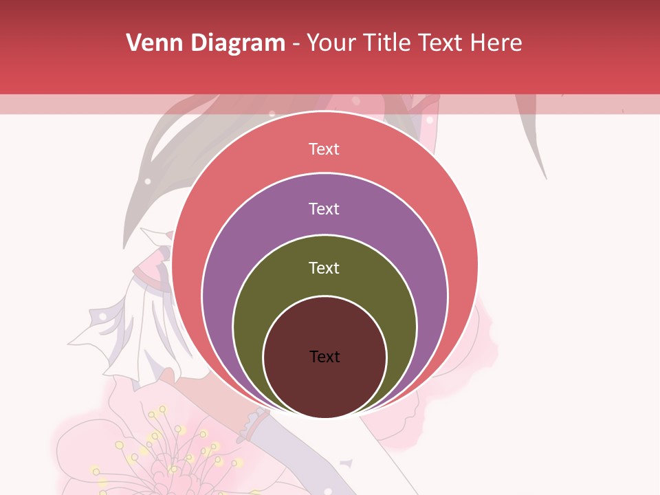 A Girl With Long Hair And A Pink Dress Is Standing In Front Of A Red PowerPoint Template