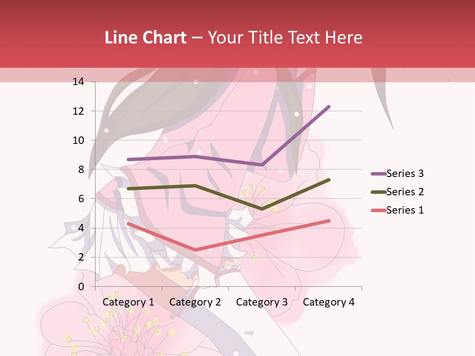 A Girl With Long Hair And A Pink Dress Is Standing In Front Of A Red PowerPoint Template