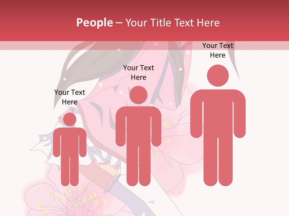 A Girl With Long Hair And A Pink Dress Is Standing In Front Of A Red PowerPoint Template