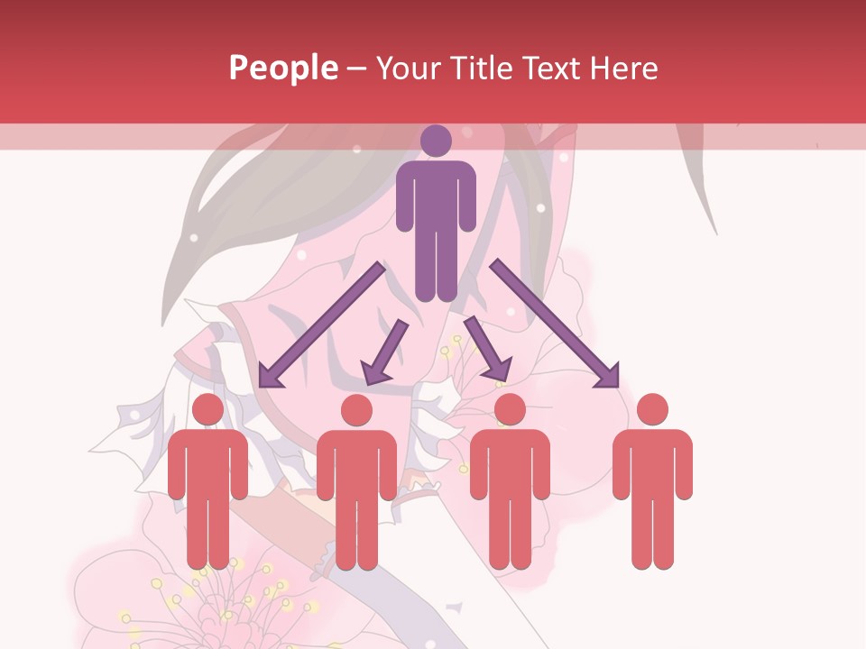 A Girl With Long Hair And A Pink Dress Is Standing In Front Of A Red PowerPoint Template