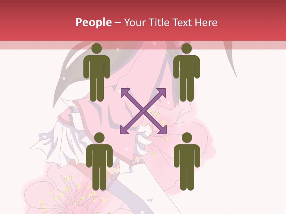 A Girl With Long Hair And A Pink Dress Is Standing In Front Of A Red PowerPoint Template