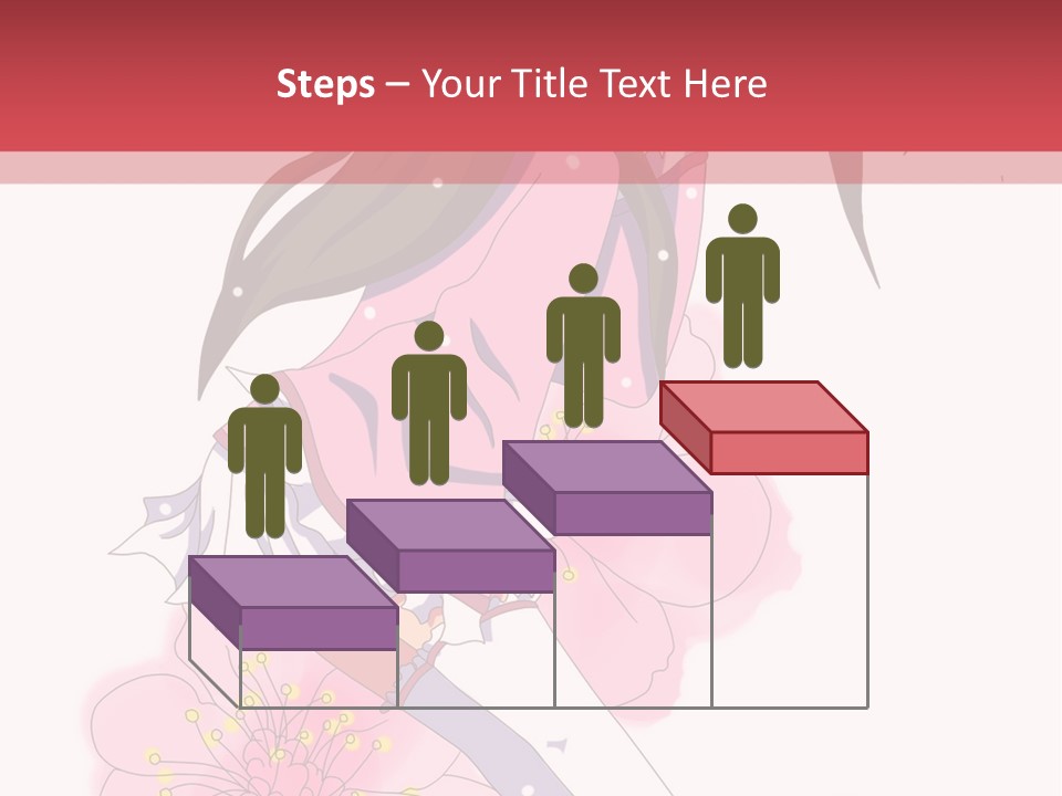 A Girl With Long Hair And A Pink Dress Is Standing In Front Of A Red PowerPoint Template