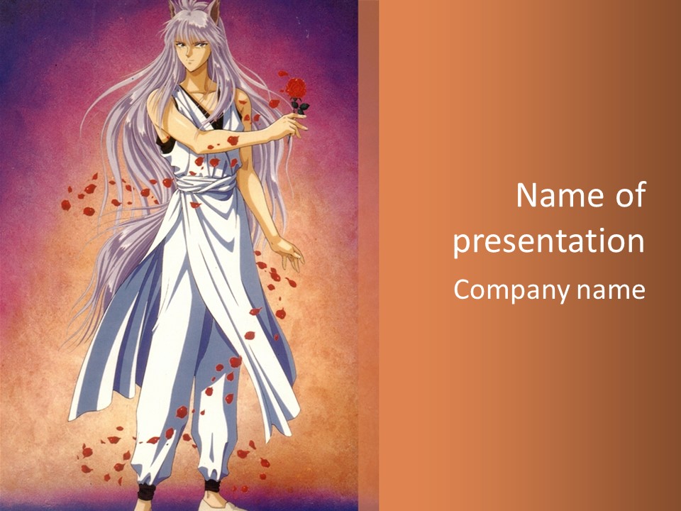 A Woman In A White Dress Holding A Flower PowerPoint Template