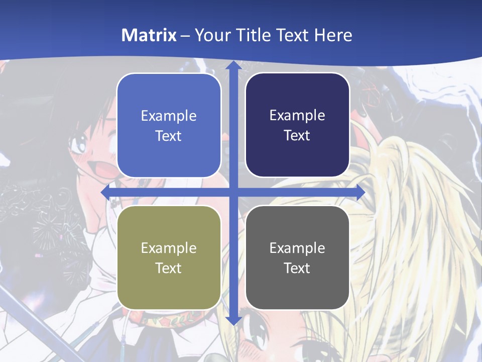 A Group Of Anime Characters With Swords On A Blue Background PowerPoint Template