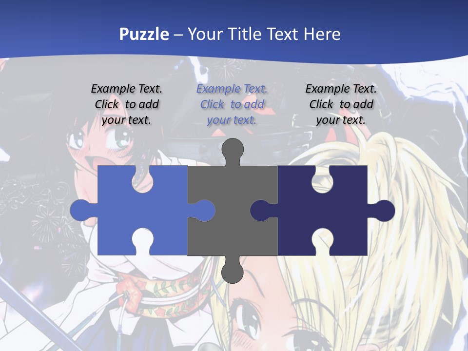 A Group Of Anime Characters With Swords On A Blue Background PowerPoint Template