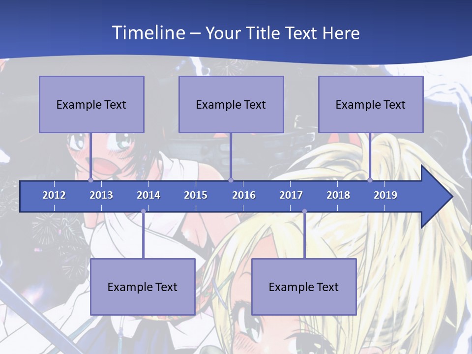 A Group Of Anime Characters With Swords On A Blue Background PowerPoint Template