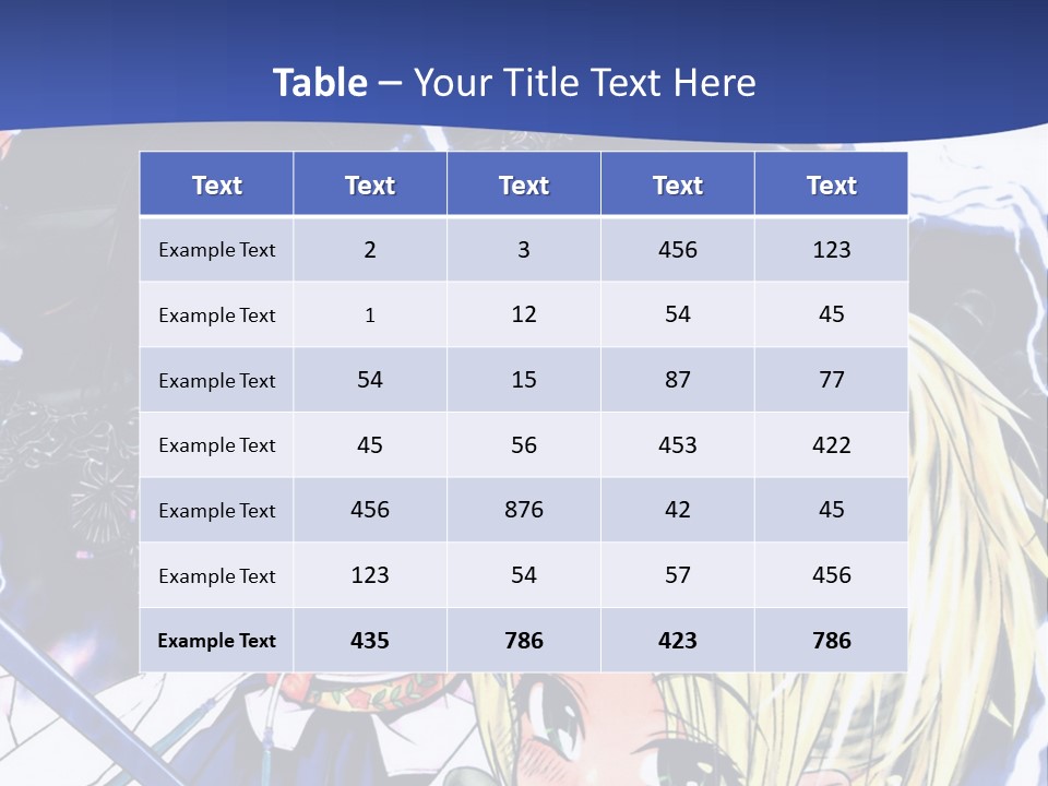 A Group Of Anime Characters With Swords On A Blue Background PowerPoint Template