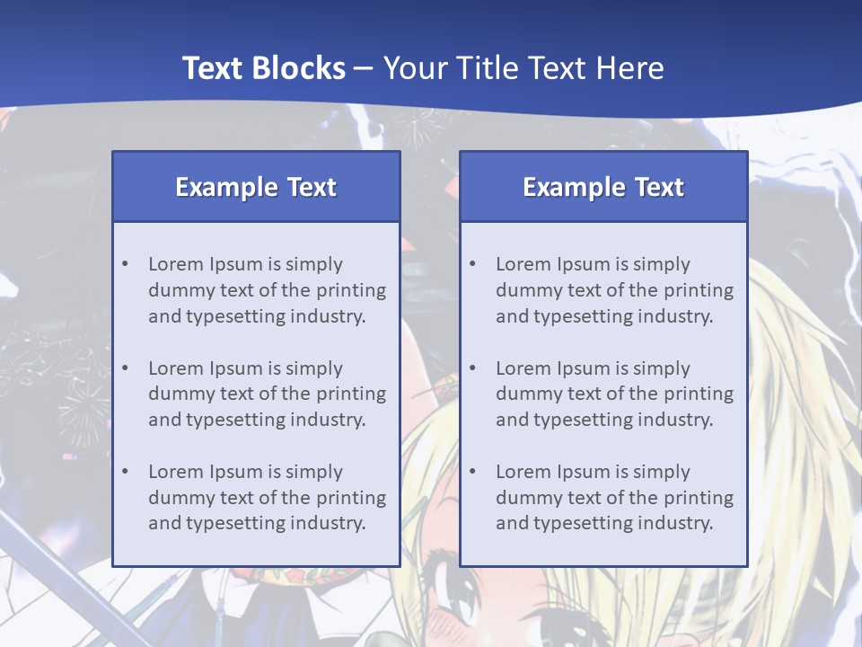 A Group Of Anime Characters With Swords On A Blue Background PowerPoint Template