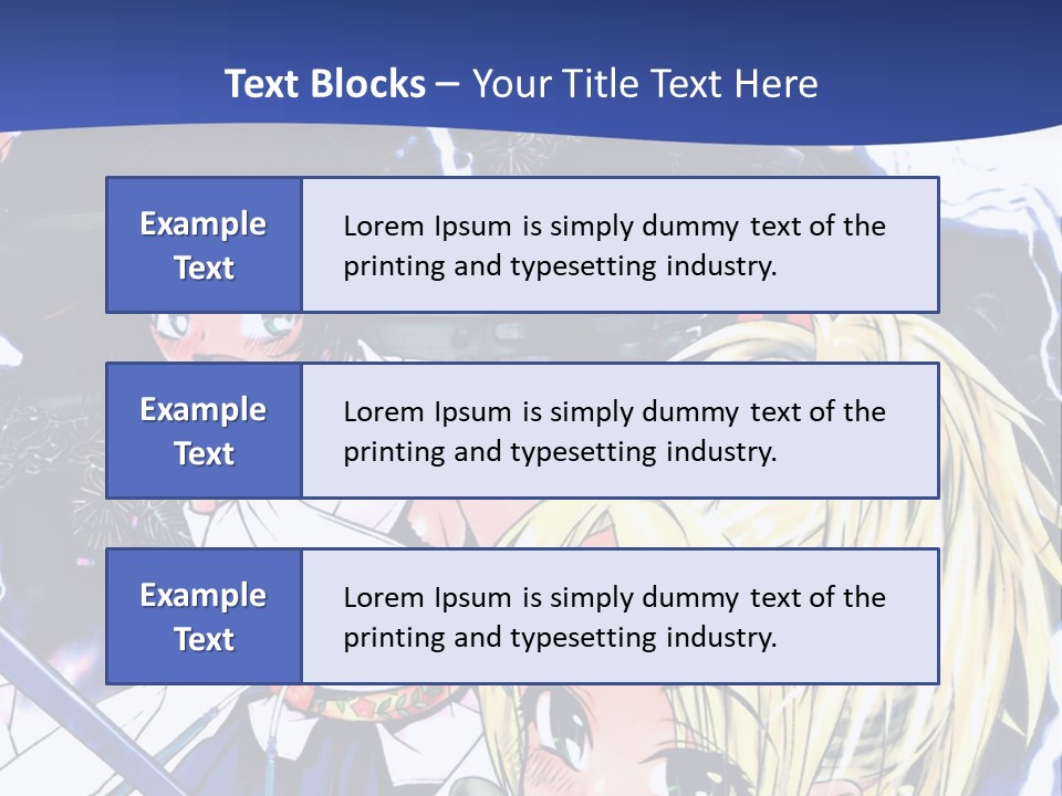 A Group Of Anime Characters With Swords On A Blue Background PowerPoint Template