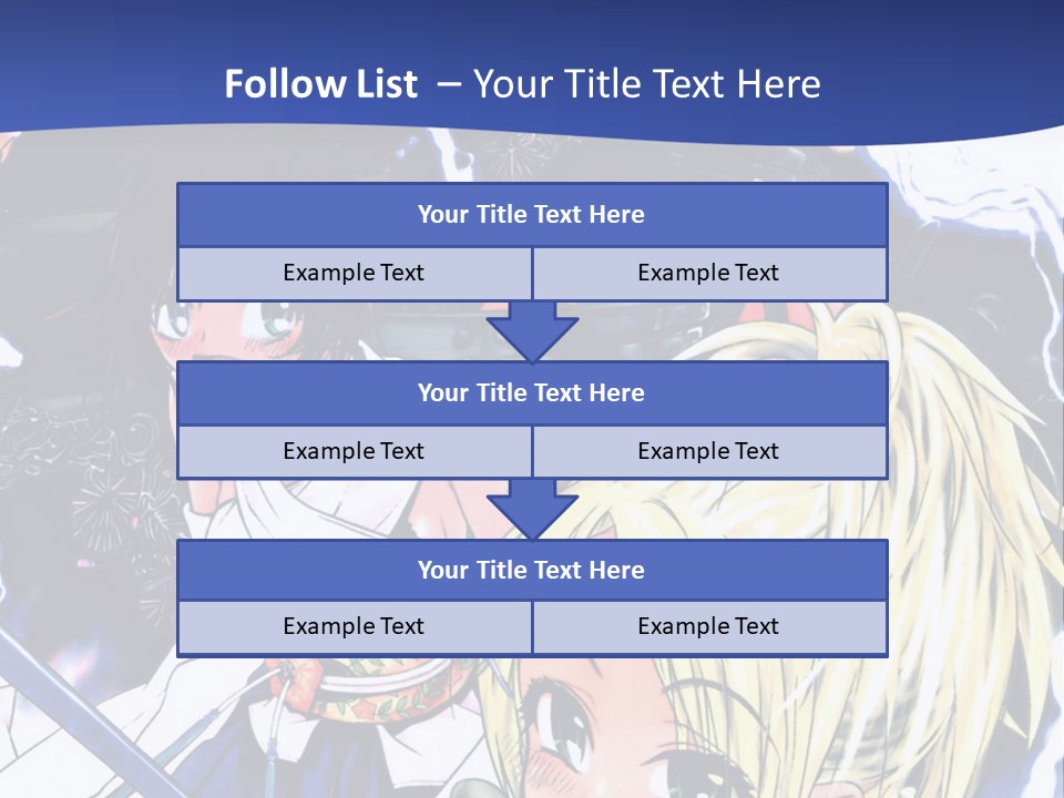 A Group Of Anime Characters With Swords On A Blue Background PowerPoint Template