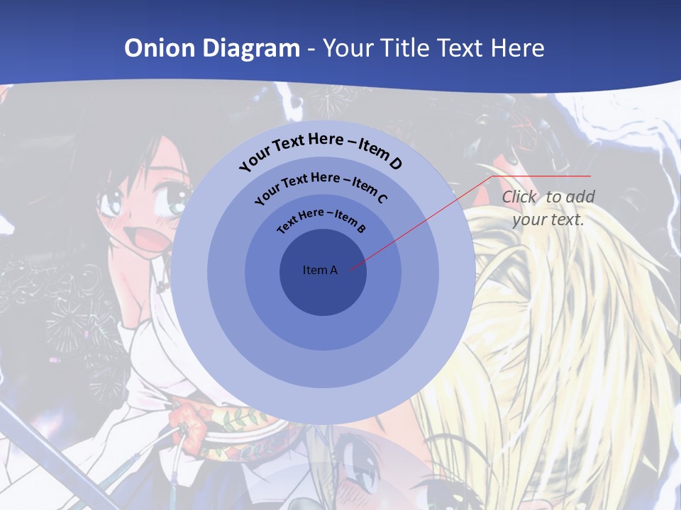 A Group Of Anime Characters With Swords On A Blue Background PowerPoint Template