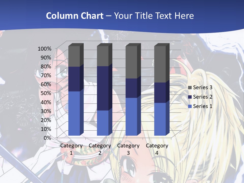 A Group Of Anime Characters With Swords On A Blue Background PowerPoint Template