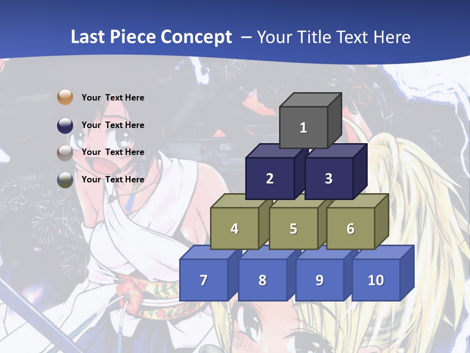 A Group Of Anime Characters With Swords On A Blue Background PowerPoint Template