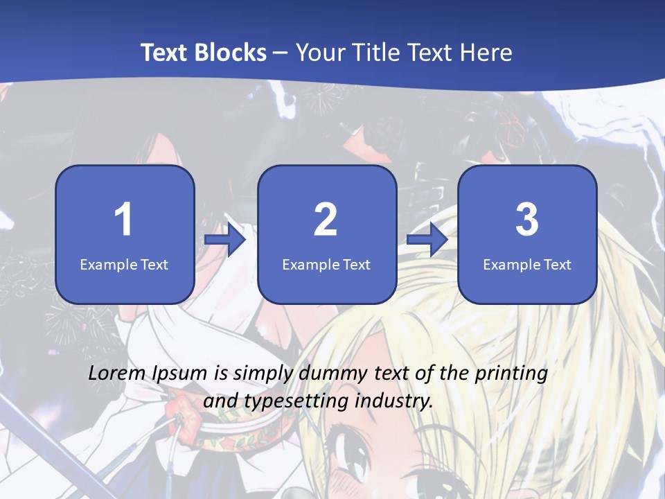 A Group Of Anime Characters With Swords On A Blue Background PowerPoint Template