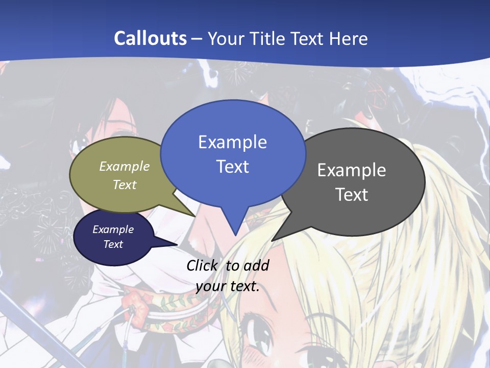 A Group Of Anime Characters With Swords On A Blue Background PowerPoint Template