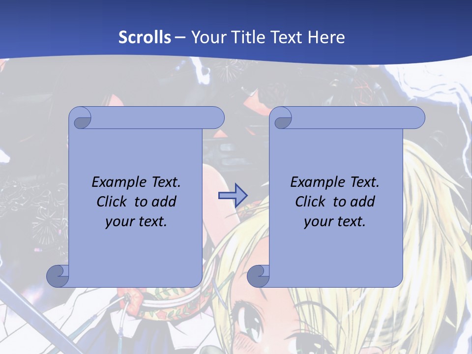 A Group Of Anime Characters With Swords On A Blue Background PowerPoint Template