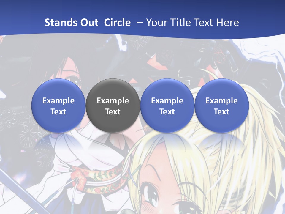 A Group Of Anime Characters With Swords On A Blue Background PowerPoint Template