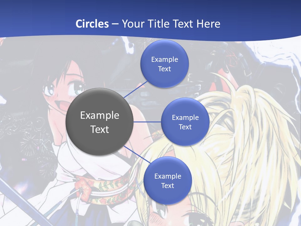 A Group Of Anime Characters With Swords On A Blue Background PowerPoint Template