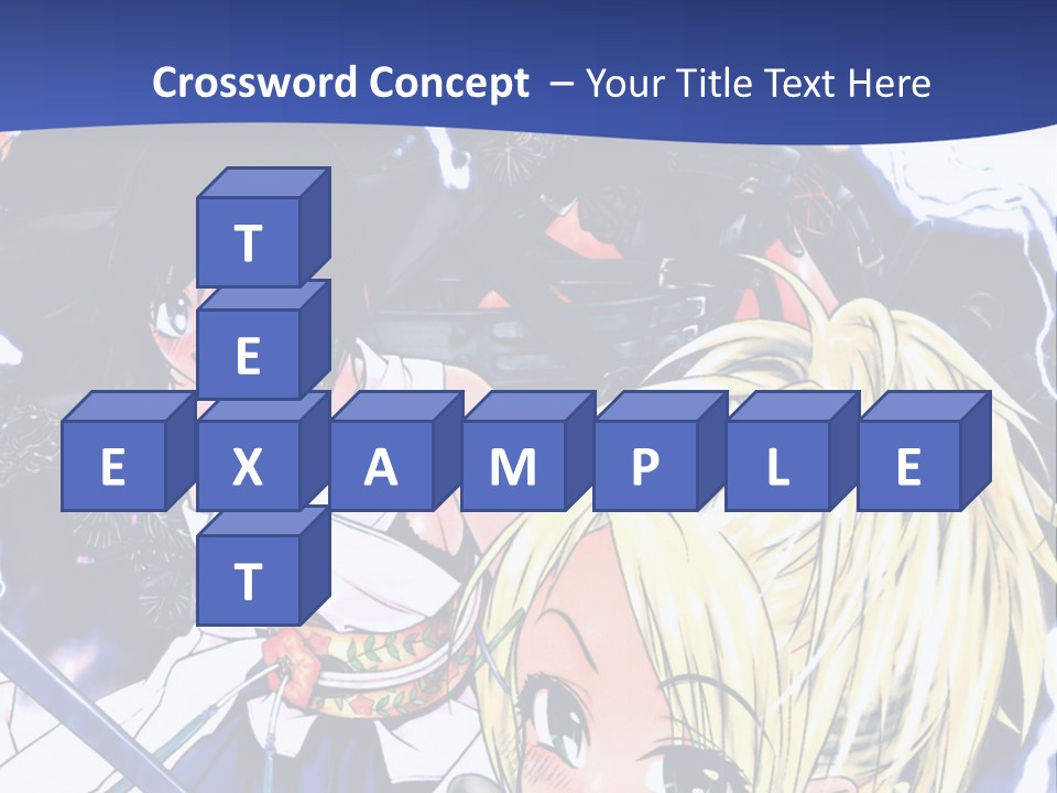 A Group Of Anime Characters With Swords On A Blue Background PowerPoint Template