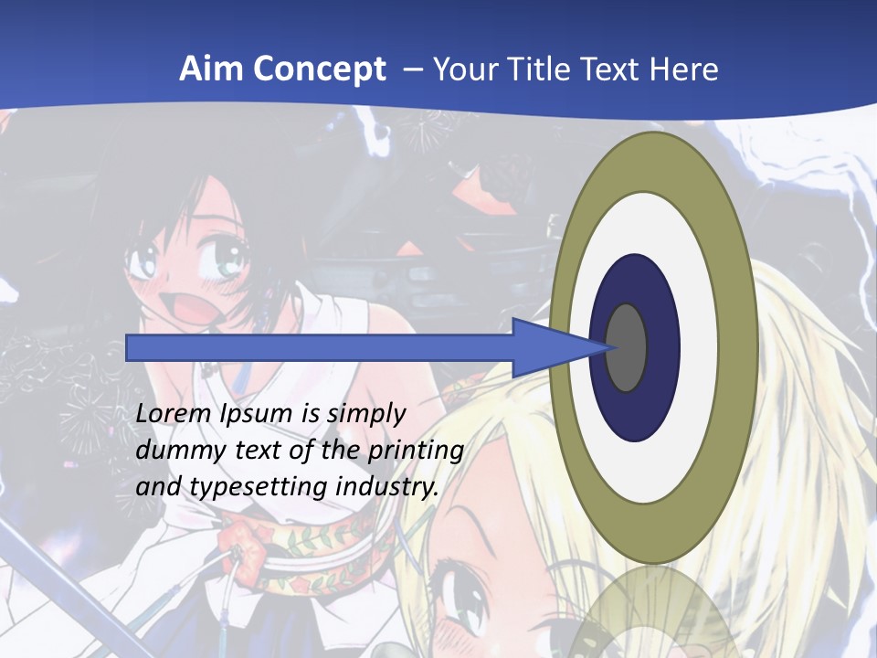 A Group Of Anime Characters With Swords On A Blue Background PowerPoint Template