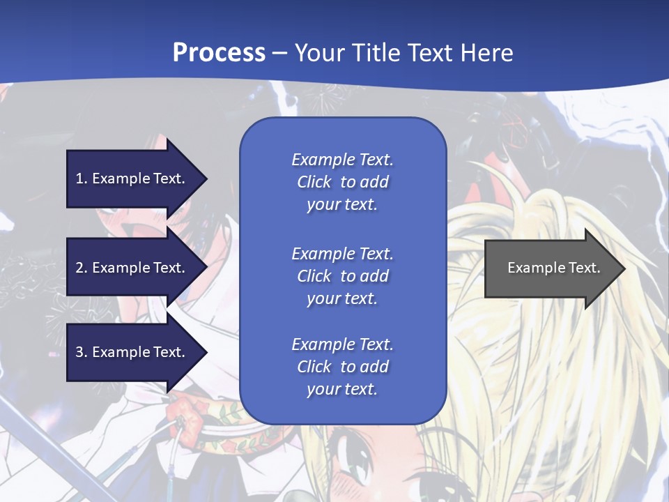 A Group Of Anime Characters With Swords On A Blue Background PowerPoint Template